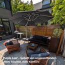 PURPLE LEAF Sonnenschirm Balkon runder Regenschirm, mit 360° Rotation, Gartenschirm mit Kurbel