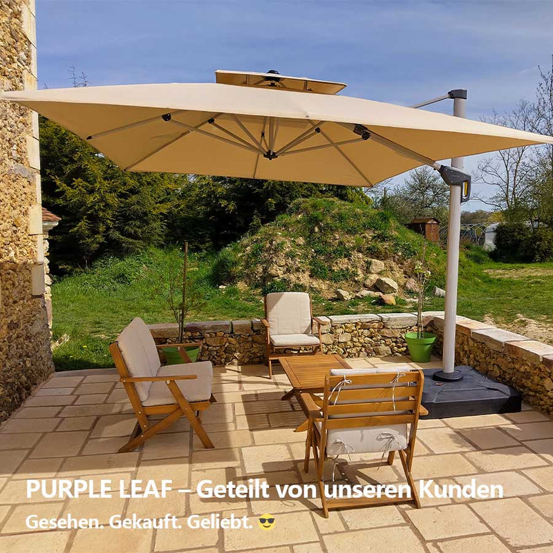 PURPLE LEAF Sonnenschirm Ampelschirm Drehbar Neigbar Kippbar Marktschirm 360°Rotation, Gartenschirm mit Kurbel