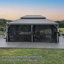 PURPLE LEAF Patio-Pavillon für den Garten Hardtop aus verzinktem Stahl mit verbesserten Vorhängen Arktis Grau