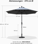 PURPLE LEAF Mittelstock-Sonnenschirm mit Kurbel & Neigungsfunktion – ideal für Terrasse und Garten