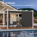 PURPLE LEAF Ausziehbare Outdoor Pergola mit Doppel-Sonnensege & Seitenschutzvorhängen  Weiße Aluminium-Pergola  Moderne Terrassen-Markise für Garten Hof&Terrasse kaki