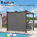 PURPLE LEAF Garten Pergola mit Vorhang Aluminium-Rahmen Outdoor Terrasse Pavillon mit Seitenschutzvorhänge Sonnendach mit Schiebedach  Grau