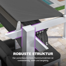 PURPLE LEAF Ausziehbare Outdoor Pergola mit Doppel-Sonnensege & Seitenschutzvorhängen  Weiße Aluminium-Pergola  Moderne Terrassen-Markise für Garten Hof&Terrasse kaki