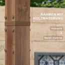 PURPLE LEAF Pergola Metall Holzoptik Garten Pavillon Aluminum Pergola Wasserdicht Sonnendach mit Schiebedach, Gartenpavillon Mit Markisenschutz milchweiße Lichterkette