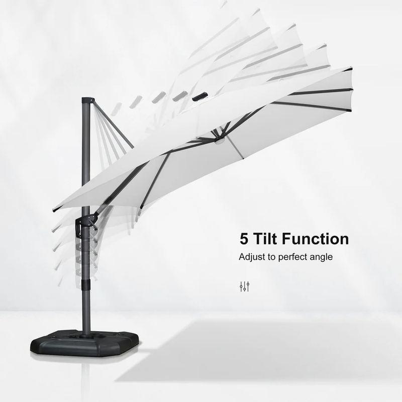 PURPLE LEAF Sonnenschirm Groß Ampelschirm mit Kurbel 360-Grad Drehbar mit Schirmständer