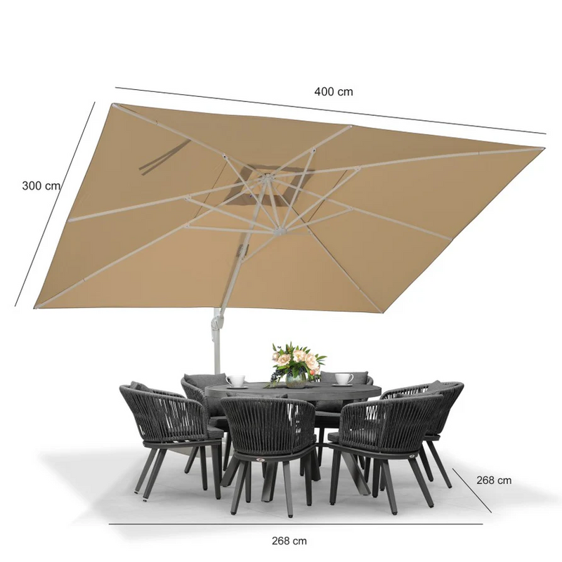 PURPLE LEAF Weißer Outdoor Sonnenschirm mit Schirmständer – Preiswerter großer Ampelschirm für Terrasse & Garten