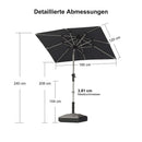 PURPLE LEAF Sonnenschirm Alu Gartenschirm mit Schirmständer, 30° Neigung, Terrassenschirm Tischschirm, Wasserdichter Mittelstockschirm für Garten & Markt