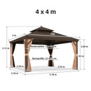 PURPLE LEAF Hardtop Pavillon für den Garten, bronzefarbenes Doppel-Dach, Aluminiumrahmen, mit milchweißer Lichterkette