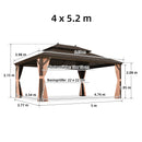 PURPLE LEAF Alu Pavillon Wasserdicht Stabil Winterfest Gartenpavillon mit Moskitonetz Hardtop Pavillon mit Stahldach, Bronze