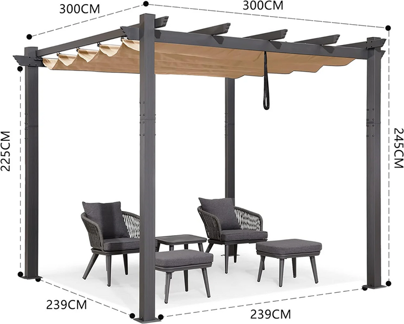 PURPLE LEAF Pergola Metall Garten Pavillon Pergola Wasserdicht Stabil Winterfest, Gartenpavillon Mit Sonnenschutz Überdachung