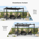 PURPLE LEAF Pergola Aluminium Einziehbare für den Außenbereich mit Sonnenschutzdach, Terrasse, Unterstand für Hinterhof, Metallgrill-Pavillon-PRG