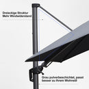 PURPLE LEAF Wirtschaftlicher Terrassen-Sonnenschirm mit drehbarem Rechteck und quadratischem Outdoor-Sonnenschirm