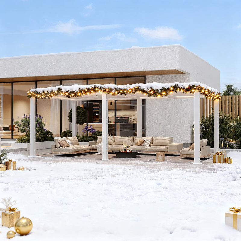 PURPLE LEAF Lamellen Pergola lamellendach Moderne weiße Pergola mit verstellbarem Dach für Terrasse Hinterhof Garten