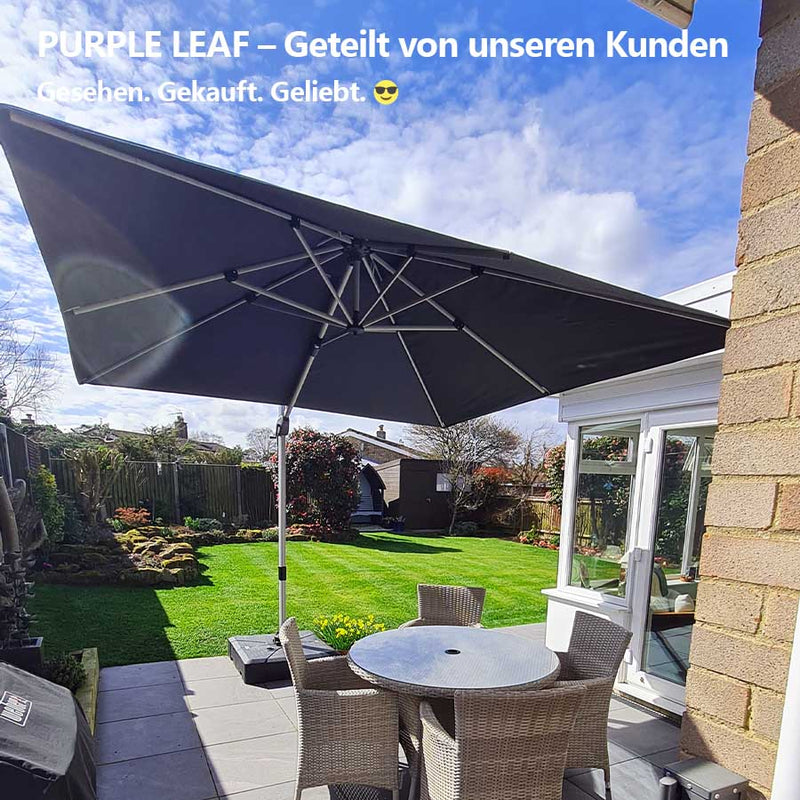 PURPLE LEAF Sonnenschirm Ampelschirm Drehbar Neigbar Kippbar Marktschirm 360°Rotation, Gartenschirm mit Kurbel