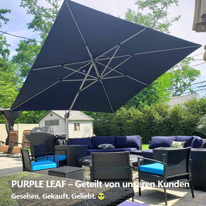 PURPLE LEAF Sonnenschirm Ampelschirm Drehbar Neigbar Kippbar Marktschirm 360°Rotation, Gartenschirm mit Kurbel