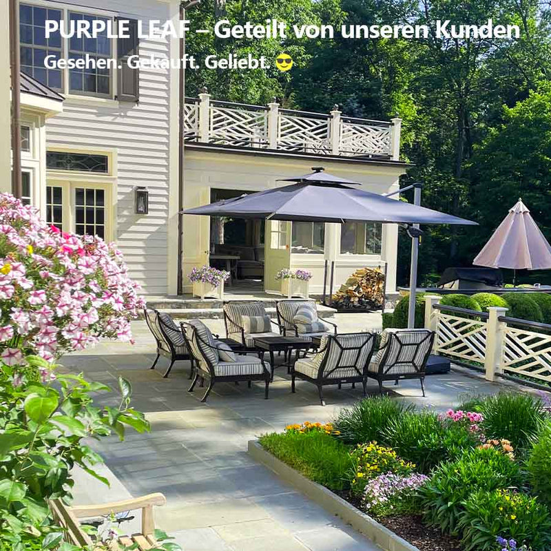 PURPLE LEAF Sonnenschirm Ampelschirm Drehbar Neigbar Kippbar Marktschirm 360°Rotation, Gartenschirm mit Kurbel