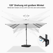 PURPLE LEAF Quadratische und Rechteckige Sonnenschirme mit Drehfunktion und Schirmständer