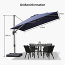 PURPLE LEAF Deluxe - Aluminium Outdoor Patio-Sonnenschirm Quadratisch  Edel, windfest und vielseitig einstellbar