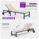 PURPLE LEAF Gartenliegen-Set mit Rollen & Beistelltisch Aluminium Wetterfest Sonnenliege
