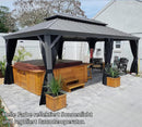 PURPLE LEAF Patio-Pavillon für den Garten Hardtop aus verzinktem Stahl mit verbesserten Vorhängen Arktis Grau