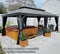 PURPLE LEAF Patio-Pavillon für den Garten Hardtop aus verzinktem Stahl mit verbesserten Vorhängen Arktis Grau