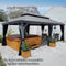 PURPLE LEAF Patio-Pavillon für den Garten Hardtop aus verzinktem Stahl mit verbesserten Vorhängen Arktis Grau