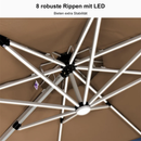 PURPLE LEAF Runder Sonnenschirm mit LED-Solarbeleuchtung und Schirmständer