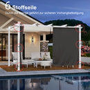 PURPLE LEAF Ausziehbare Outdoor Pergola mit Doppel-Sonnensege & Seitenschutzvorhängen  Weiße Aluminium-Pergola  Moderne Terrassen-Markise für Garten Hof&Terrasse kaki