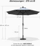 PURPLE LEAF Mittelstock-Sonnenschirm mit Kurbel & Neigungsfunktion – ideal für Terrasse und Garten