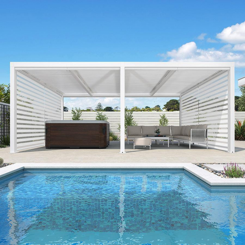 PURPLE LEAF Rollos für Lamellen Pergola Wärmedämmung UV-Schutz Sonnenschutz Waterproof-Gewebe  Sichtschutz pflegeleicht für Terrasse Seitenrollo