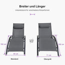 PURPLE LEAF Sonnenliegen 2er Set, Aluminium Gartenliegen mit Beistelltisch und Kissen, schnell trocknende Liege wetterfest, verstellbar in 5 Positionen, stapelbar.