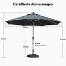 PURPLE LEAF Sonnenschirm mit Schirmständer Garten-Mittelsäulenschirm Set – Aluminium Marktschirm Groß, Wasserfest & UV-Schutz, Stabiler Tischschirm für Terrasse und Balkon