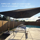 PURPLE LEAF Holzmaserung Ausleger-Sonnenschirm mit Schirmständer – Aluminium Outdoor-Sonnenschirm für Garten und Terrasse
