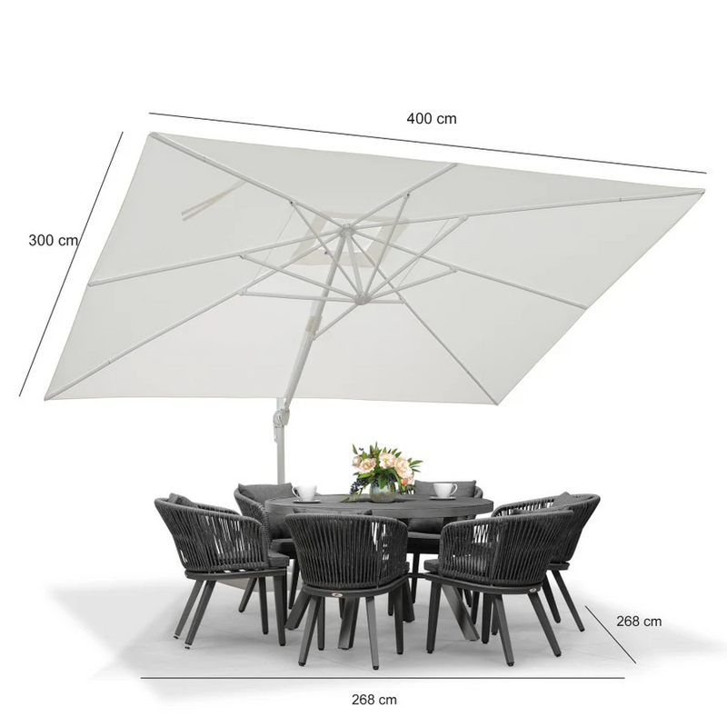 PURPLE LEAF Weißer Outdoor Sonnenschirm mit Schirmständer – Preiswerter großer Ampelschirm für Terrasse & Garten
