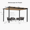PURPLE LEAF Pergola Aluminium Einziehbare für den Außenbereich mit Sonnenschutzdach, Terrasse, Unterstand für Hinterhof, Metallgrill-Pavillon-PRG