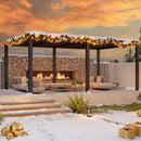 PURPLE LEAF Lamellen Pergola Outdoor Aluminium Pergola Freistehend Pergola mit Lamellendach Einstellbar Hardtop Pavillon,mit Geeignet für Garten Terrasse Hinterhof,Grau