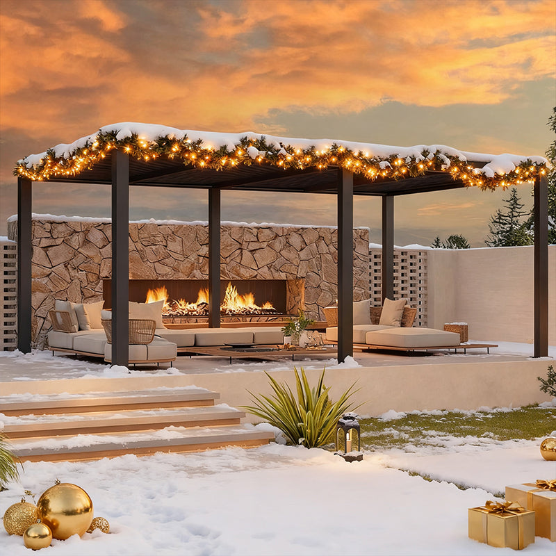 PURPLE LEAF Lamellen Pergola Outdoor Aluminium Pergola Freistehend Pergola mit Lamellendach Einstellbar Hardtop Pavillon,mit Geeignet für Garten Terrasse Hinterhof,Grau