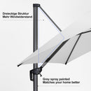 PURPLE LEAF LED Ampelschirm mit Kurbel 360-Grad Drehbar und Schirmständer