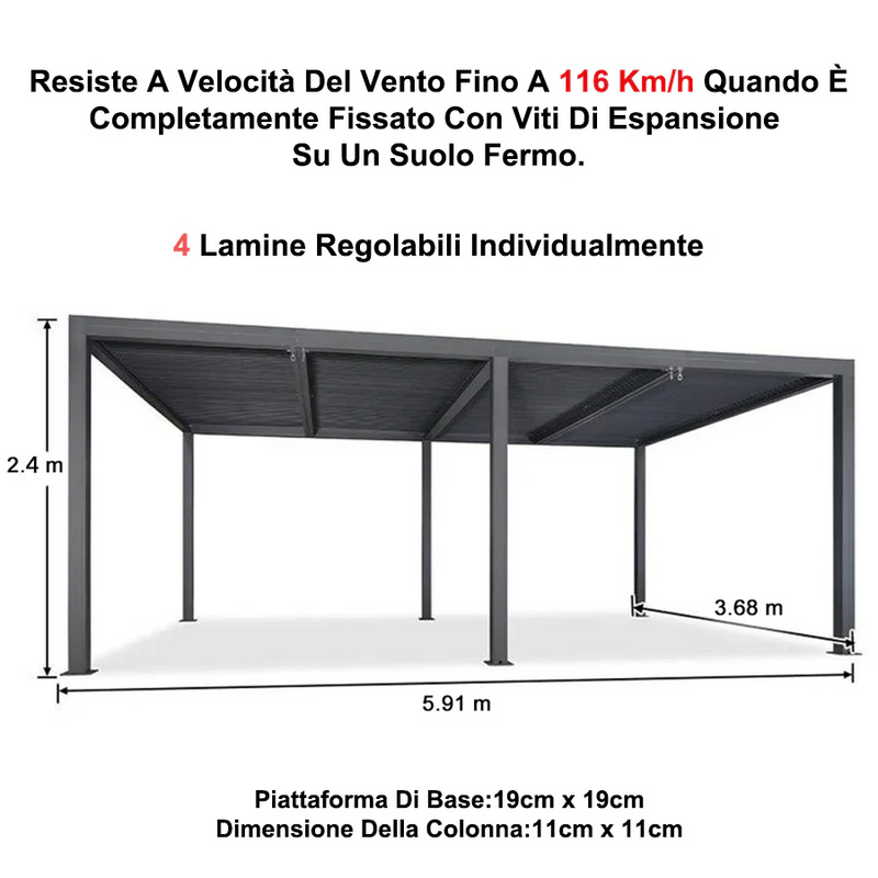 PURPLE LEAF Lamellen Pergola Outdoor Aluminium Pergola Freistehend Pergola mit Lamellendach Einstellbar Hardtop Pavillon,mit Geeignet für Garten Terrasse Hinterhof,Grau