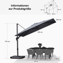 PURPLE LEAF Wirtschaftlicher Terrassen-Sonnenschirm mit drehbarem Rechteck und quadratischem Outdoor-Sonnenschirm