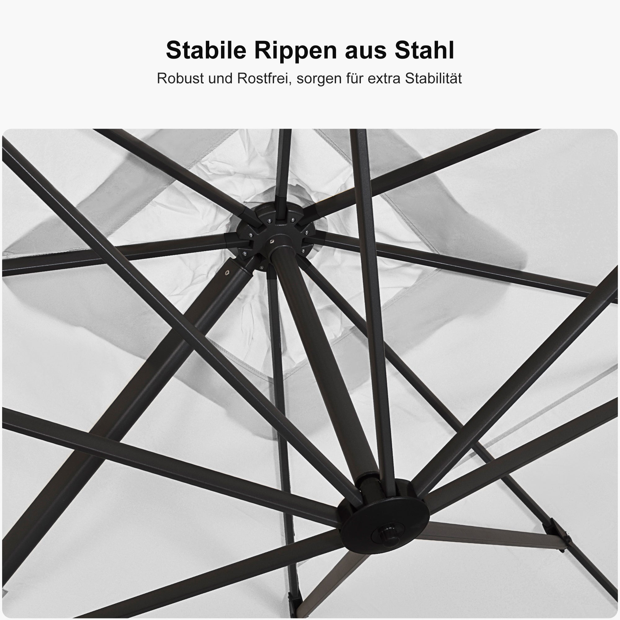 PURPLE LEAF Sonnenschirm Groß Ampelschirm mit Kurbel 360-Grad Drehbar mit Fußpedal für Terrasse, Balkon Sonnenschutz