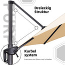 PURPLE LEAF Wirtschaftlicher Terrassen-Sonnenschirm mit drehbarem Rechteck und quadratischem Outdoor-Sonnenschirm