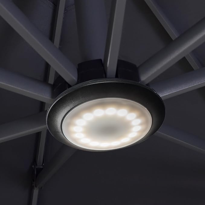 PURPLE LEAF Sonnenschirm Beleuchtung Licht Hell Sonnenschirmbeleuchtung mit 4 Modi 12 Farben, mit Batterie Betrieben und USB Aufladen, für Garten Strand Party Camping