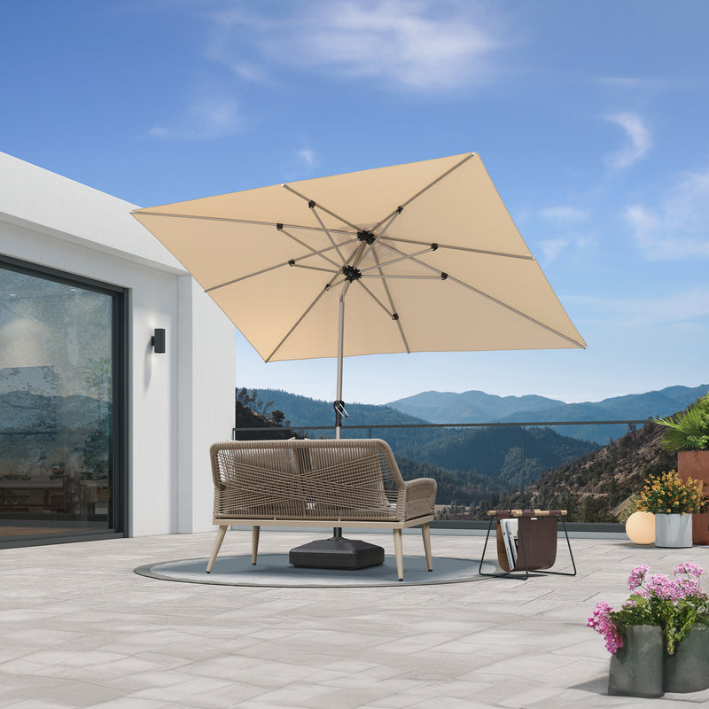 PURPLE LEAF Sonnenschirm Alu Gartenschirm Mit 30° Neigung Terrassenschirm Tischschirm Wasserdichter Mittelstockschirme für Market