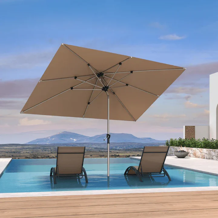 PURPLE LEAF Sonnenschirm Alu Gartenschirm Mit 30° Neigung Terrassenschirm Tischschirm Wasserdichter Mittelstockschirme für Market