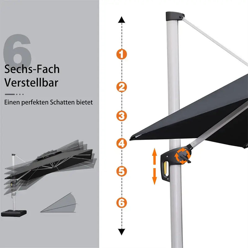 PURPLE LEAF rechteckiger Sonnenschirm mit Schirmständer ideal für Garten & Terrasse mit UV-Schutz