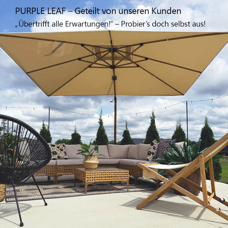 PURPLE LEAF Holzmaserung Ausleger-Sonnenschirm Aluminium Outdoor-Sonnenschirme