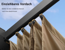 PURPLE LEAF Aluminium Pergola Einziehbare Markise mit Sonnenschutzdach und Seitenvorhängen für Terrasse Garten Grillpavillon