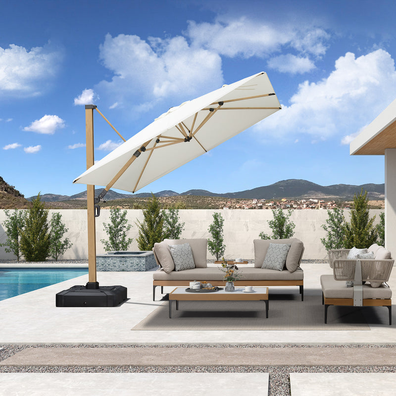 PURPLE LEAF Holzmaserung Ausleger-Sonnenschirm Aluminium Outdoor-Sonnenschirme