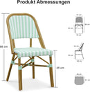 PURPLE LEAF französische Wiener Barhocker, 2er-Set, geflochtenes Design, Außen-Tresenhocker mit Aluminiumrahmen, Rattangeflecht und Rückenlehne
